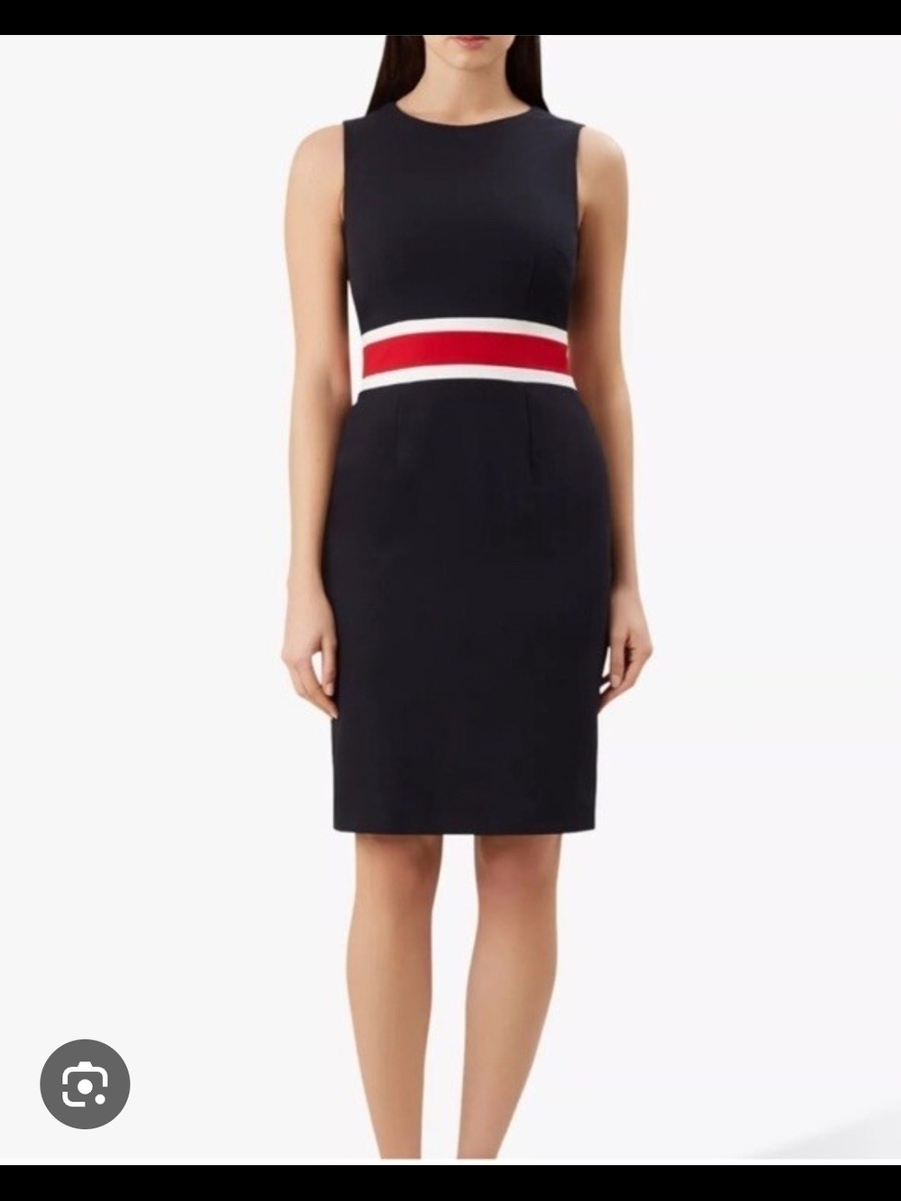 Hobbs London Annabel sheath dress in red, navy, and white Size 10